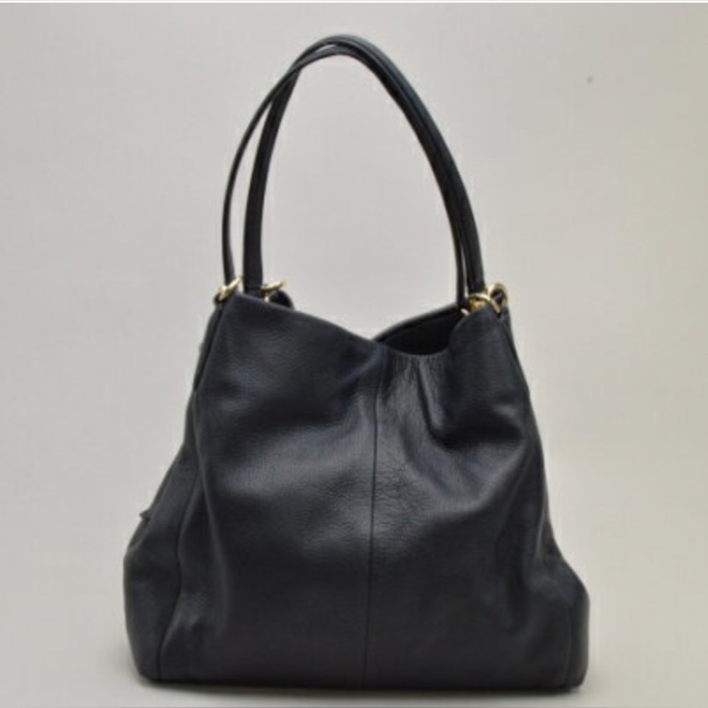 COACH F35723 Tote Bag Shoulder Luxury Black Pebbled Leather Phoebe Excellent - Picture 2 of 13